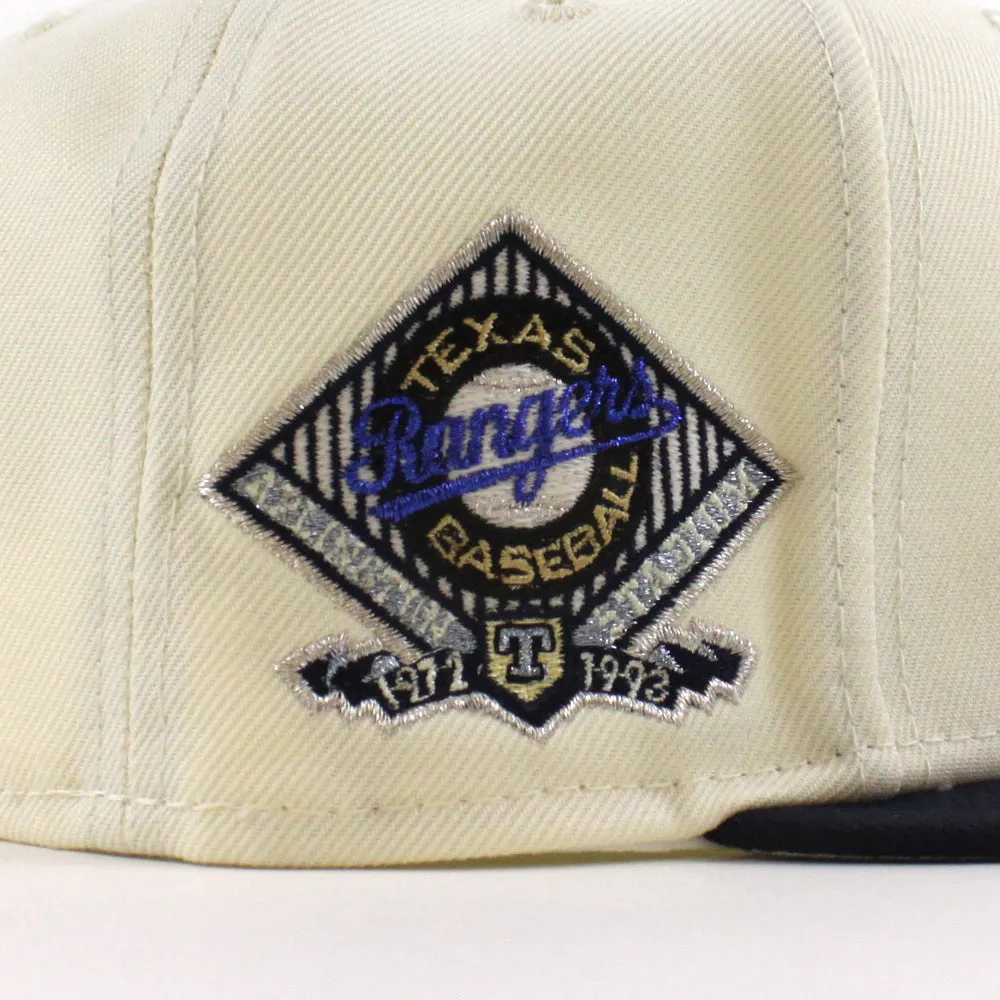 Texas Rangers Rangers Stadium New Era 59Fifty Fitted Hat (Chrome White Navy Silver Under Brim)