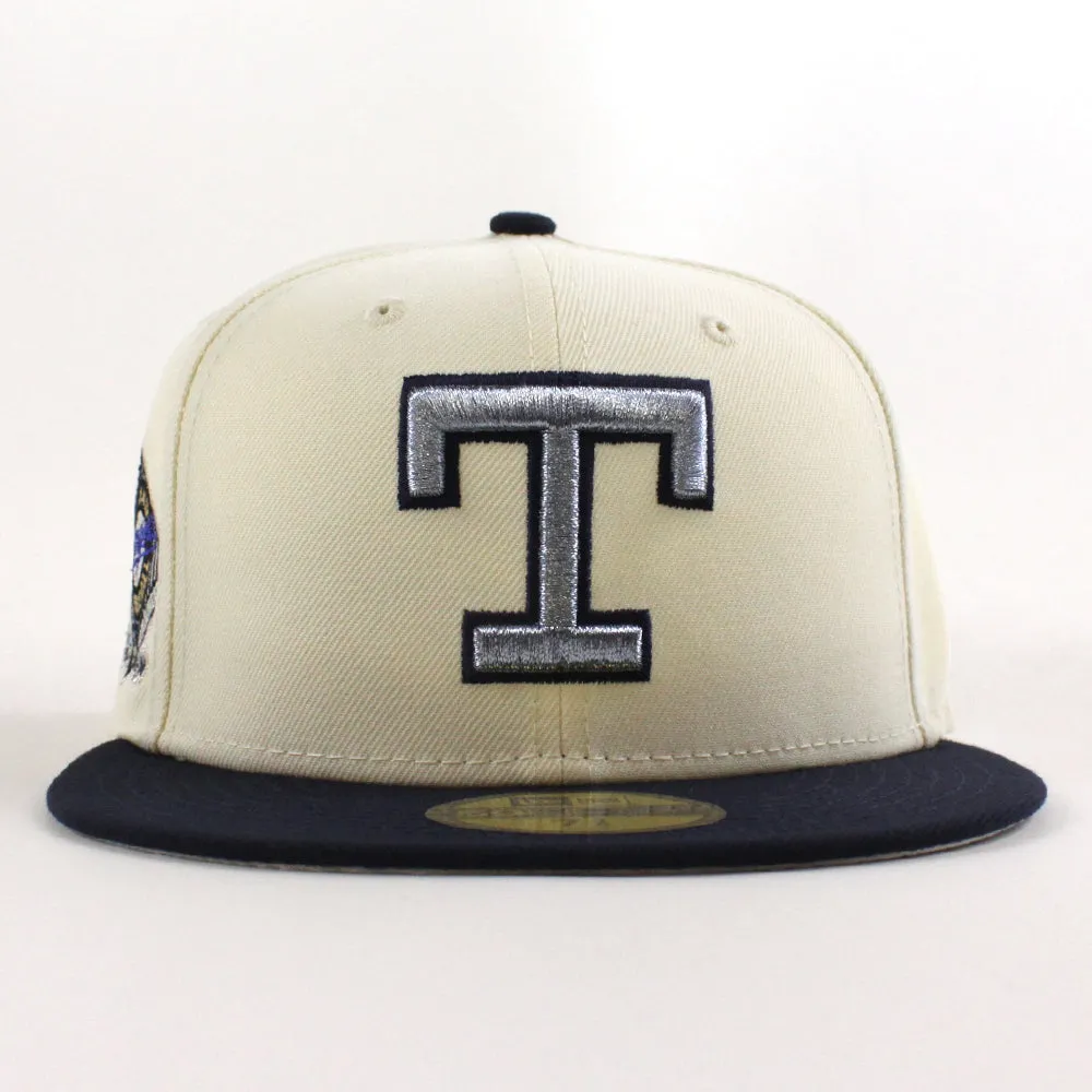 Texas Rangers Rangers Stadium New Era 59Fifty Fitted Hat (Chrome White Navy Silver Under Brim)