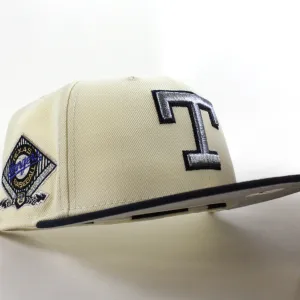 Texas Rangers Rangers Stadium New Era 59Fifty Fitted Hat (Chrome White Navy Silver Under Brim)