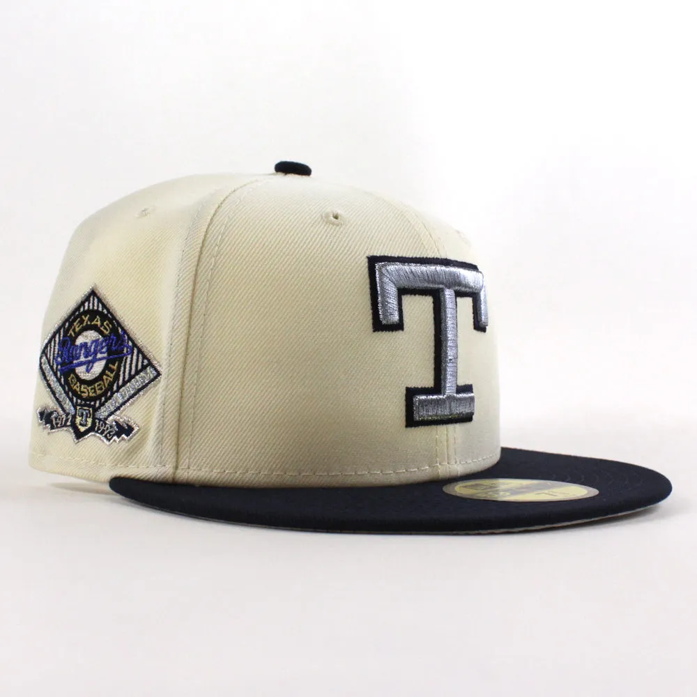 Texas Rangers Rangers Stadium New Era 59Fifty Fitted Hat (Chrome White Navy Silver Under Brim)