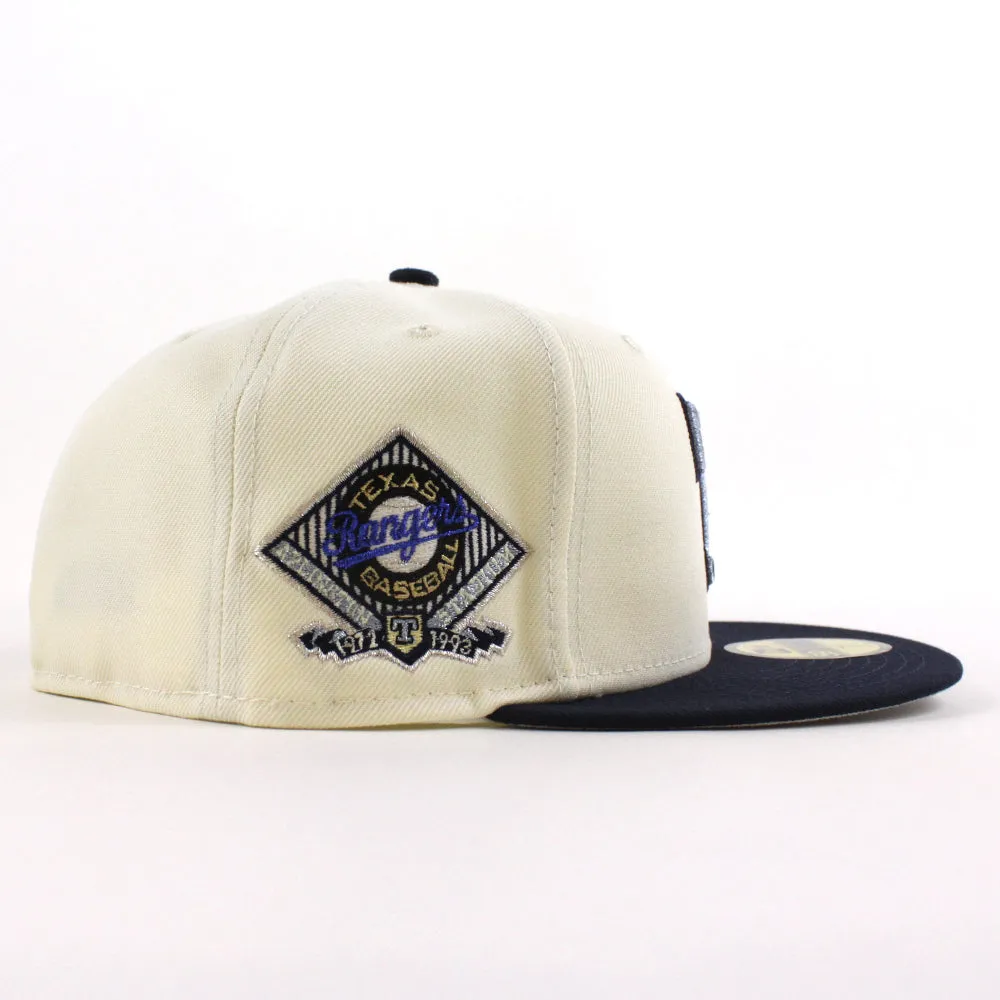 Texas Rangers Rangers Stadium New Era 59Fifty Fitted Hat (Chrome White Navy Silver Under Brim)