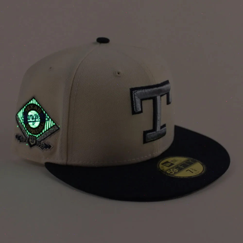 Texas Rangers Rangers Stadium New Era 59Fifty Fitted Hat (Chrome White Navy Silver Under Brim)