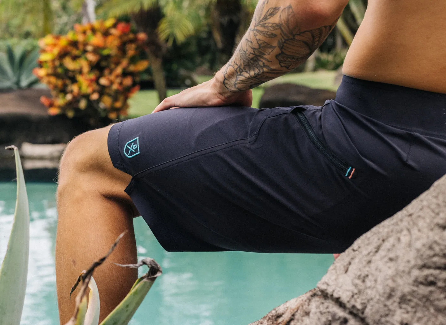 The Spartan Board Shorts -  11" Inseam - Almost Black   Makena Blue