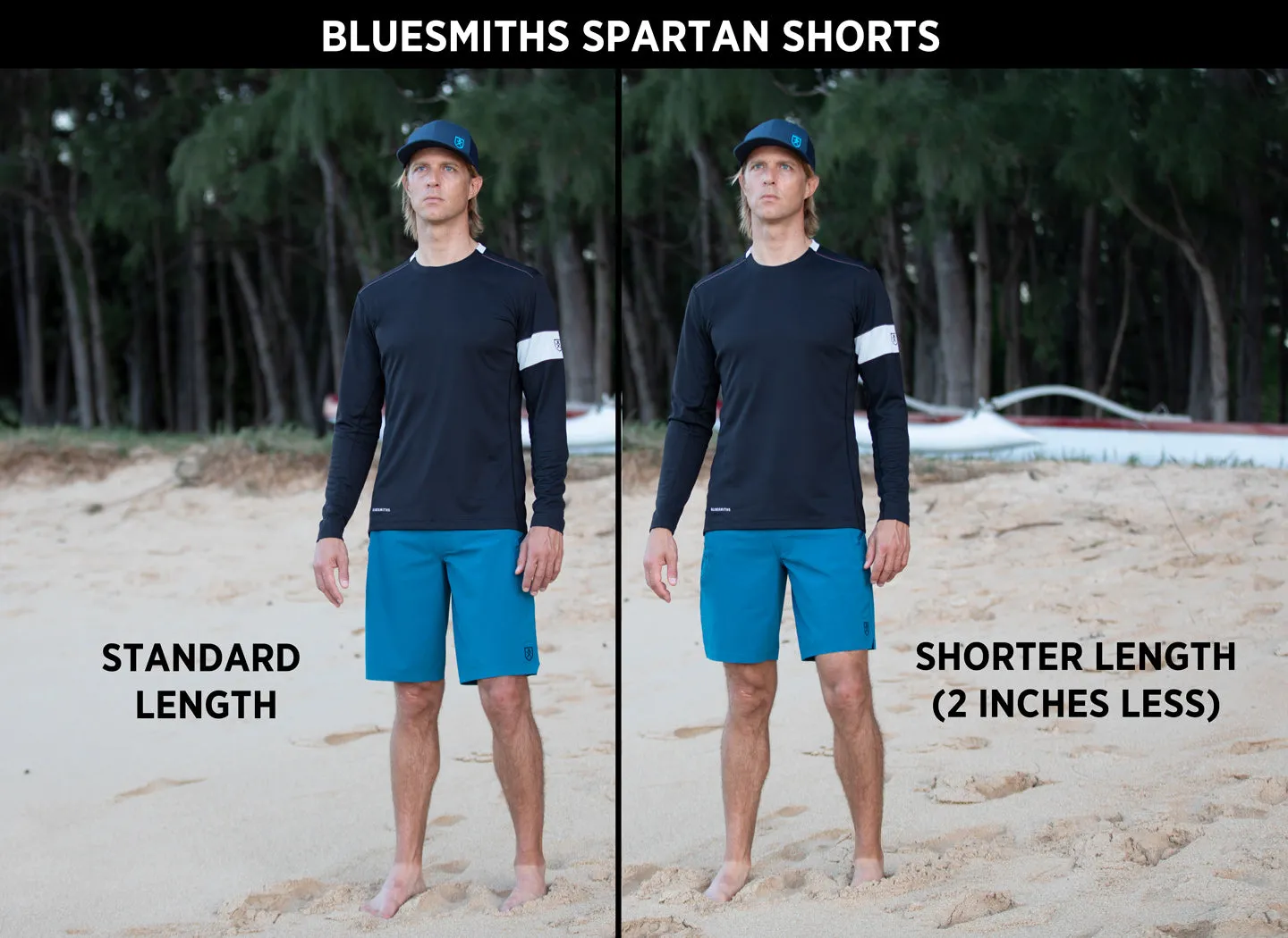 The Spartan Board Shorts -  11" Inseam - Almost Black   Makena Blue
