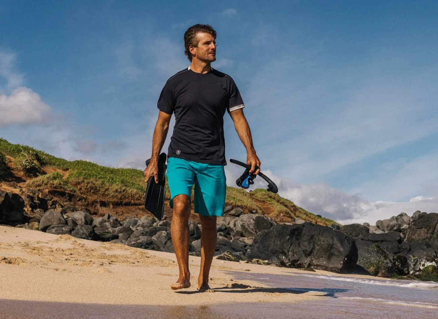 The Spartan Board Shorts -  11" Inseam - Almost Black   Makena Blue