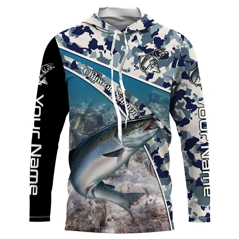 UPF 30  Chinook Salmon Long Sleeve Fishing Shirt for Men and Women - UV Sun Protection TTS0578