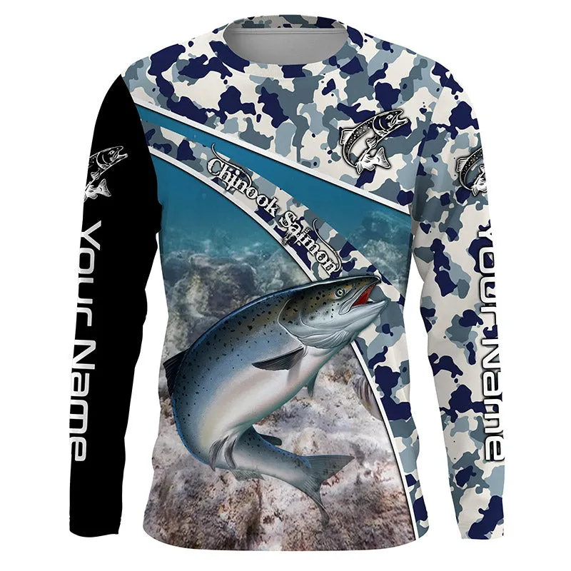 UPF 30  Chinook Salmon Long Sleeve Fishing Shirt for Men and Women - UV Sun Protection TTS0578