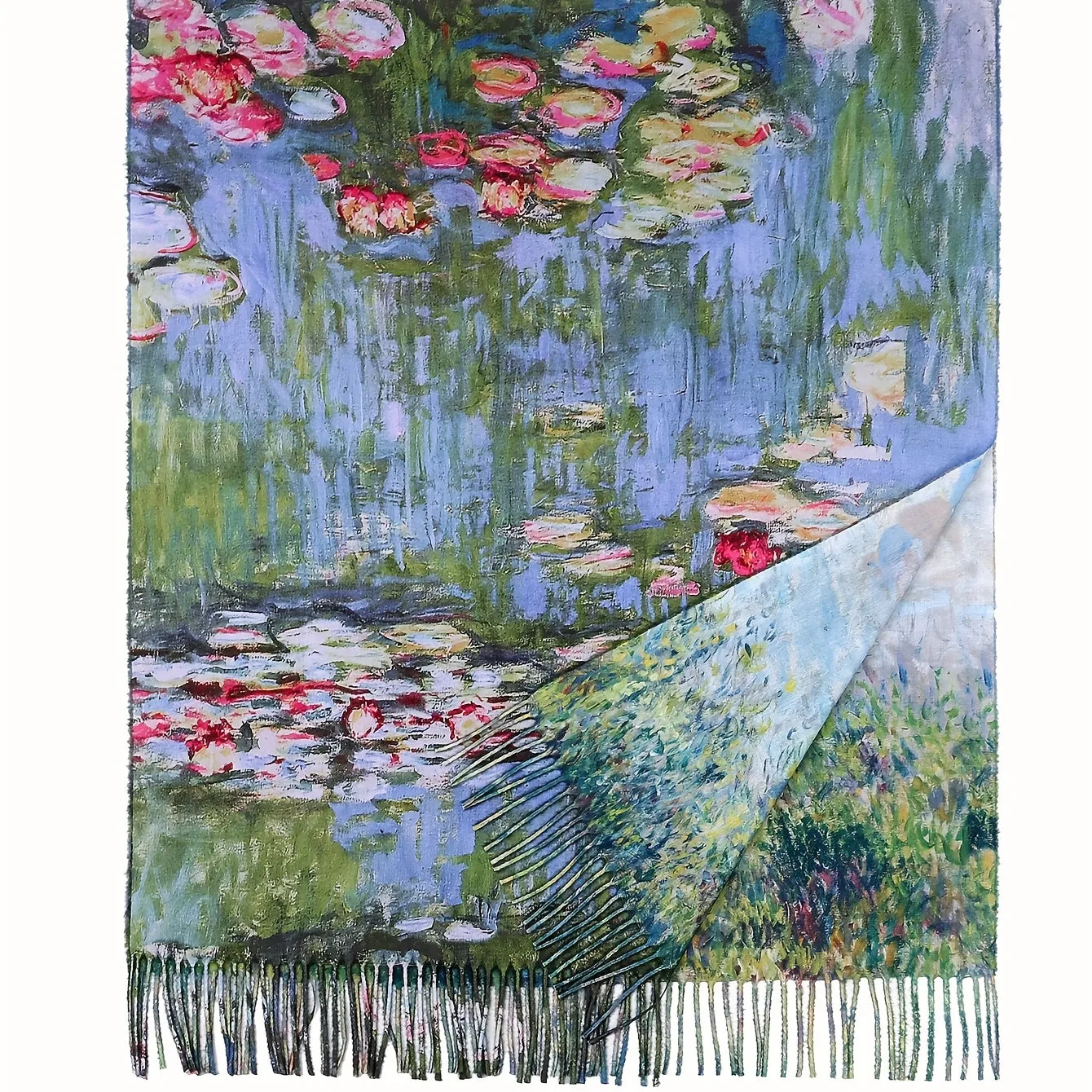 Vintage-Inspired Oil Painting Print Scarf - Soft, Warm, and Cozy Cashmere-Feel Shawl for Fall and Winter - Long, Coldproof, and Stylish Tassel Scarf with Imitation Cashmere Fabric