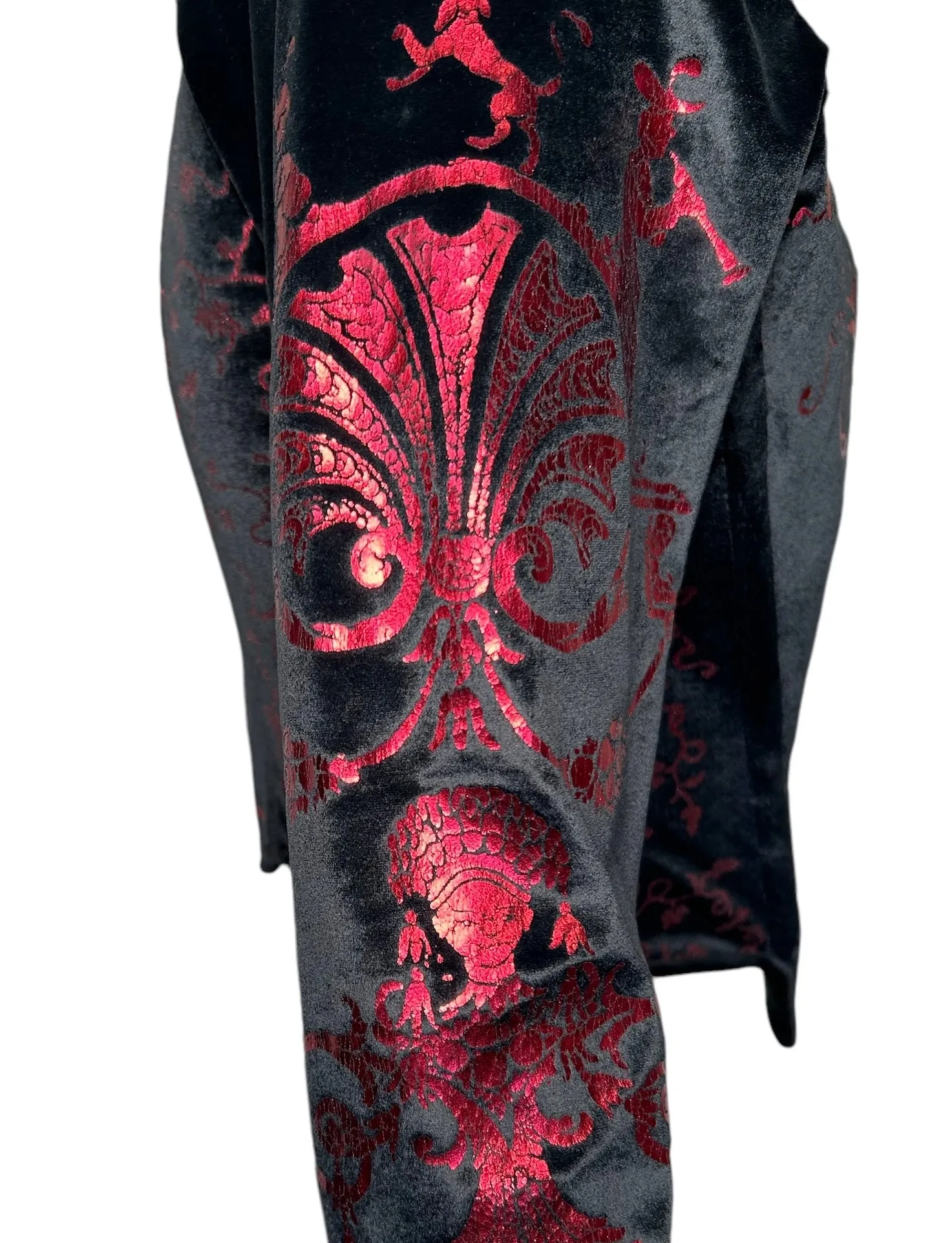 Vivienne Westwood 1992 'Salon' Black Corset Top with Red Metallic Boulle Foil Print