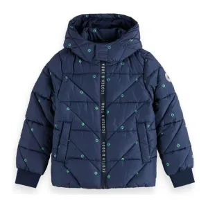 Water Repellent Puffed Jacket With Removable Hood