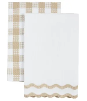 White Embroider Edge Towel Set