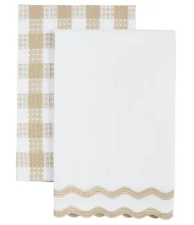 White Embroider Edge Towel Set