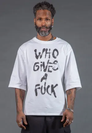 WHO GIVES A FUCK OVERSIZED T-SHIRT WHITE