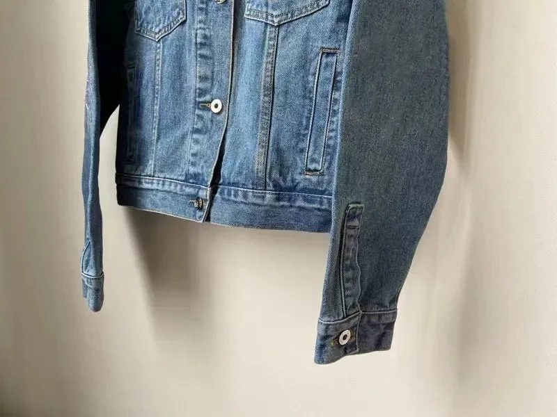 Women Jackets Denim Coat Anagram Womens Button Letters Spring Autumn Style Slim for Lady Outfit Woman Jeans Outsize Classic Windbreaker Coats Veste Femme