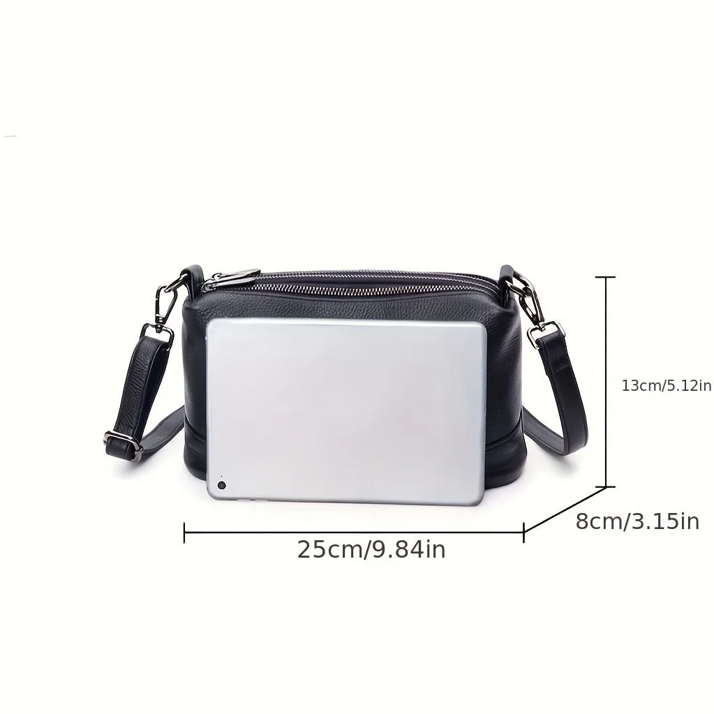 Womens Fashion Shoulder Bag - Timeless Classic Design, Unique Litchi Texture, Convenient Crossbody Style, Versatile for Various Occasions - Inspired by European Fashion Trends, Sleek Black Color