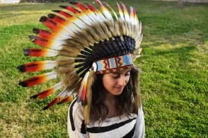 X04 Three colors Chief Feather Headdress /native american Style Warbonnet