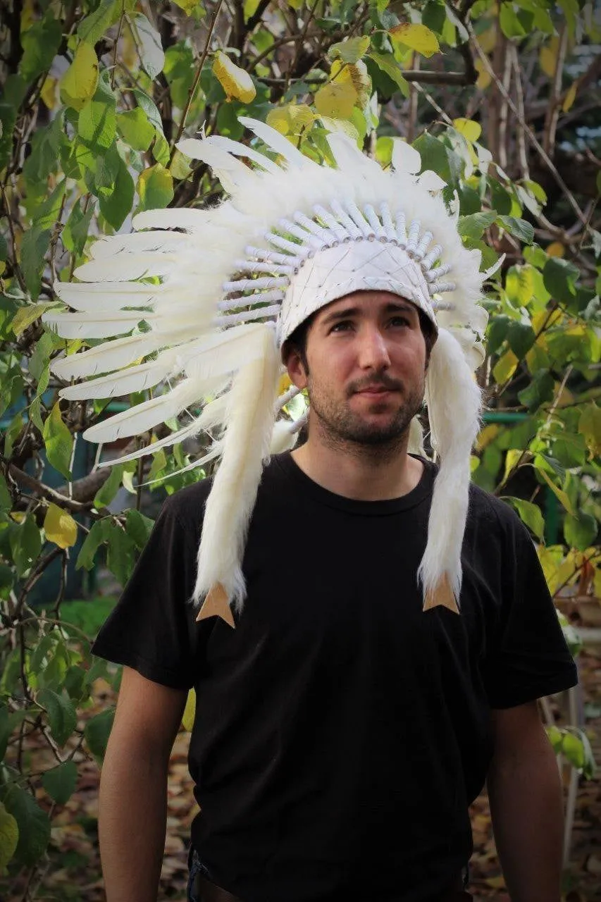 X21 White Feather Headdress for adult size