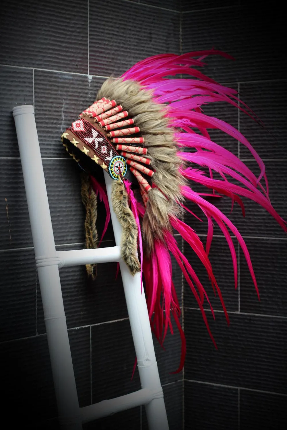 X23 Full  pink  Feather Headdress,Native American Indian Style