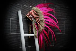 X23 Full  pink  Feather Headdress,Native American Indian Style
