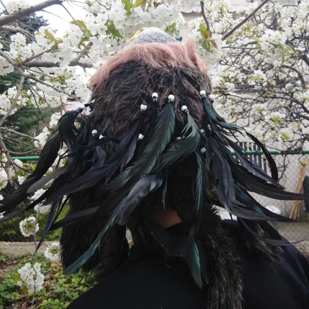 X30 Real Feather Warrior Indian Headdress, Native American Style Costume Hand Made WarBonnet Hat