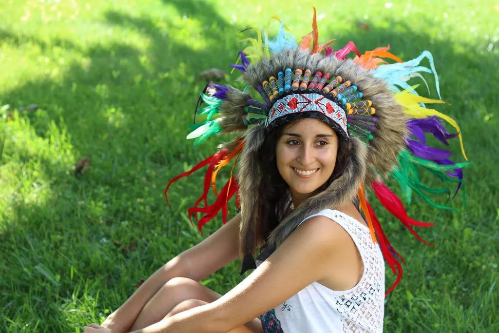 X36 Rainbow  Feather Headdress / Warbonnet
